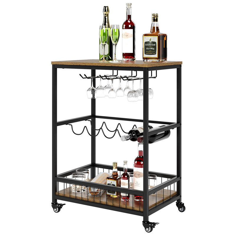 Williston Lex Industrial Rectangular Wine Rack Bar Cart & Reviews